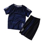 Kids Boys Clothes Set Toddlers Short Sleeve T-Shirt and Mesh Shorts Set Summer Camo Sports Top + Shorts,Navy-mesh 5-6Y 5-6Years