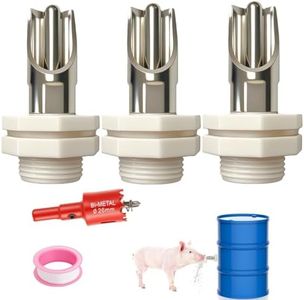 Generic 3 Pack Stainless Steel Pig Waterer Nipple Kit with Hole Saw Tape, Automatic Nipple Drinker for Goats, Rabbits, Hog,Poultry, Barrel Kit, Rabbit Watering System