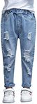 Kidscool Space Girls Ripped Holes Damaged Fashion Jeans,Blue,4-5 Years