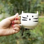 The White Space Living Kitten Cat Coffee Mug/Tea Cup for Milk/Green Tea/Cold Coffee/Microwave Safe & Dishwasher Safe 180 ML Handmade | Gift to Best Friend/Family (1)