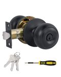 Black Door Knobs with Lock and Keys, Interior/Exterior Door Knob for Bedroom or Bathroom, Entry Door Lock for Front Door by Lanwandeng