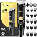 Ufree 3-in-1 Beard Trimmer for Men, Waterproof Electric Razor Shaver for Facial Hair, Rechargeable Hair Trimmer Clippers Grooming Kit, Gifts for Husband Father