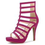 Allegra K Women's Strappy Heel Platform Stiletto Hot Pink Heels Sandals 8.5 M US