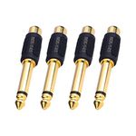 MX P-38 Gold Plated Phono TS 6.35mm (1/4) Mono Male Connector to RCA Female Connector used for Speaker, Amplifier, Home Theater etc. (MX-145 : Size: 5.9 x 1.2 x 1.2 cm : Pack of 4)