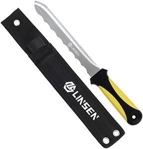 PAXLINSEN Stainless Steel Garden Knife with 7.8" Blade, Double Side Utility Sod Cutter Lawn Repair Garden Knife with Nylon Sheath (yellow)