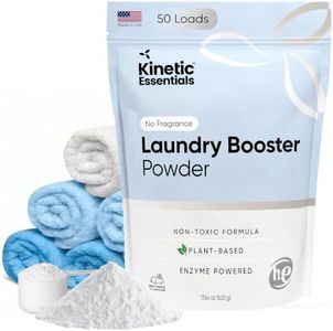 Kinetic Essentials Plant-Based Enzyme Laundry Booster Powder - Oxygen Boosting Powdered Laundry Additive for Stains & Odor - Boosts Detergent Performance - Hard Water/Cold Wash, 50 Loads, Unscented