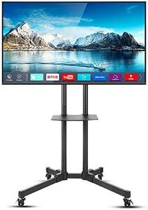 UNHO Mobile TV Stand with Wheels Height Adjustable TV Floor Mount Stand Universal TV Cart Stand with Two Floating Shelf for 32'' - 70'' LCD LED Plasma Flat Panels VESA 600x400 Weight Capacity 110lbs