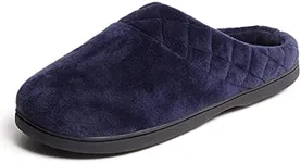 Dearfoams Women's Indoor/Outdoor Memory Foam Darcy Microfiber Velour Clog, Wide Widths Slipper, Peacoat, Large