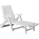 CASARIA® Garden Sun Lounger | 5- Way Adjustable Backrest | Portable Foldable Sun Bed | Weather-Resistant | Reclining Outdoor Furniture | White | Lawn Patio Balcony | Camping Beach Festivals