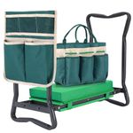 Ohuhu Garden Kneeler and Seat: Upgraded Widened Gardening Stool with Detachable Soft Kneeling Pad, Foldable Garden Bench Heavy Duty with Large Tools Bag and Pouch, Gifts for Women Men Seniors Gardener