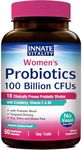 Innate Vitality Probiotics for Women, 100 Billion CFUs 18 Strains, Prebiotics and Probiotics, with Cranberry, Vitamin C & B6 P5P, Vaginal & Digestive Health, Non refrigerated, 60 Caps