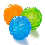 Dog Squeaky Ball, Durable Pet Squeak Chew Bouncy Rubber Toy Balls for Small Large Dogs Indestructible Exercise Training Playing (3 Balls)