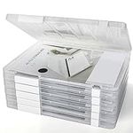 Acrux7 6PCS Plastic A4 File Storage Box 12.2 x 9 x 0.78 Inch Portable Clear Scrapbook Paper Organizer Storage Boxes Flat File Storage Case Document Holder for 8.5" x 11" Letter Office Supplies