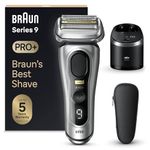 Braun Series 9 PRO+ Electric Shaver for Men, 5 Pro Shave Elements & Precision Long Hair ProTrimmer, SmartCare Center, Wet & Dry Electric Razor with 60min Runtime, Made in Germany, 9467cc, Silver