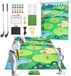 IGRL Golf Chipping Game Mat, 70"x47" Golf Practice Mat Indoor Outdoor Games for Family, Golf Training Set with 20 Sticky Balls for Backyard Garden Party, Golf Gifts for Men, Father and Husband