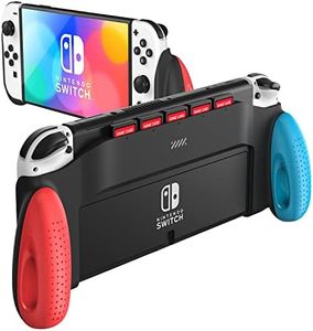 JUSPRO Grip Case Compatible with Nintendo Switch OLED, Unique Switch Accessories Designed Comfortable & Ergonomic Grip with 5 Game Slots