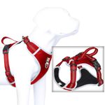 La Bonega® Premium Oxford Material Dog Harness | No-Pull Adjustable Pet Harness with 3M Night Reflective Dog Belt | Easy Control Body Belt | Easy Walking Dog Chest Belt - No Choking (Red, XLarge)