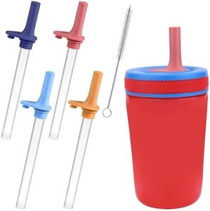 XANGNIER Replacement Straws and Bite Valve Compatible with Zak Designs Kelso 15 oz Tumbler Water Bottle,4 Pcs Reusable Silicone Straws with Cleaning Brush for Zak Designs Kelso 12 oz Cups