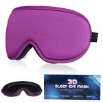 SUSNUAN Sleep Eye Mask, 3D Contoured Sleep Mask Light Blocking Sleep Mask for Women and Men, Soft and Comfortable Night Eye Blinder, Suitable for Travel, Lunch Breaks, Sleeping, Meditation (Purple)