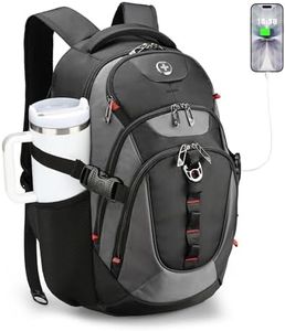 Swissdigital Design Business Laptop Backpack with Smart USB Charging Port, Travel Backpack Fits 15.6 inches Laptops, Water Repellent College Backpack for Men Women, Black/Grey | SD803