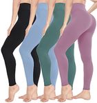 CTHH 4 Pack Leggings for Women-High Waisted Non See-Through Yoga Pants Tummy Control Workout Gym Tights