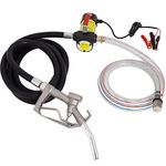 Fuel Transfer Pump, 12V Diesel Transfer Pump Kit with Fuel Pump Nozzle, Delivery & Suction Hose, 12 GPM Self Priming DC Electric Fuel Pump Kit for Diesel, Kerosene, Machine, Transformer Oil