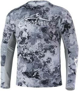 Fishoholic UPF 50 Performance Fishing Shirt - Long Sleeve - Loose Keg Fit - Breathable Quick Dry Sun Protection, Stormygry, XX-Large