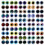 MWOOT 100 Pcs 12MM Dragon Eyes Glass Cabochon Eyes, Colorful Glass Eyes for Crafts, 50 Style Rabbit Cat Owl Bird Human Pupil Eyes for Doll Art Making Jewelry DIY Craft Halloween Easter Decoration