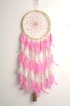 THE URBAN ARTISTIC Wood Dream Catcher with Light | Rustic Boho Wall Hanging | Natural Handmade Décor (Color-Pink, 7inch Ring)