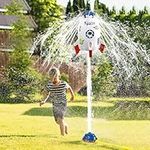 Skrify Sprinkler Rocket Launcher Outdoor Water Toys for Kids, Rocket Design Water Powered Liftoff 9-16ft & Spin，Summer Garden Water Play Toys & Birthday Gift for Girls Boys Age 3-12 Year Old (White)