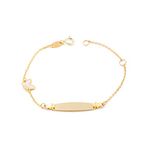 Mondepetit - 9ct Yellow Gold Personalized Butterfly Slave Bracelet Matte and Shiny Pink Zirconite 14 cm