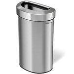 iTouchless 23 Gallon Stainless Steel Semi-Round Open Top Trash Can and Recycle Bin, 87 Liter, Slim and Space-Saving Design for Home, Office, Kitchen, Restaurant, Restroom, Large Capacity