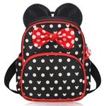 Voikukka Cute Little Girls Backpack Small Kids Mini Backpack for Toddler Backpack Children Preschool Bookbag Backpacks, Black2, S, Minnie Mouse Backpack Disney Backpack for Girls