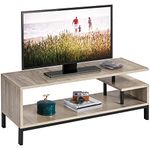 Yaheetech TV Stand for TV up to 55 inch, Wooden Entertainment Center with Metal Frame, Industrial TV Cabinet with Storage Shelf for Living Room, Grey, 106 x 39.5 x 40cm