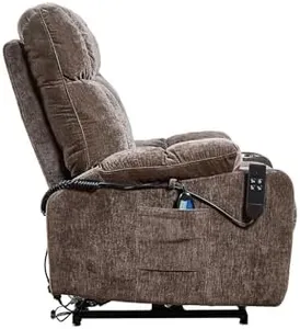 IVYHAVEN Dual Motor Power Power Lift Recliner Chair with Remote Control Massage Heating Functions, Unlimited Positions, Cup Holder, Lie Flat 180° Recliner, for Elderly, Soft Velvet Brown