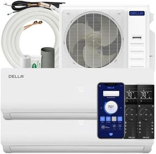 DELLA 36K BTU ODU 2 Dual Zone 24000 24000 BTU 19 SEER2 208-230V Cools Up to 3000 Sq.Ft Wifi Multi Zone Ductless Pre-Charged Mini Split AC & Heat Pump Work with Alexa,16ft Installation Kits Included