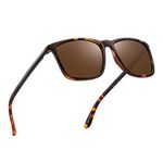 Polarized Driving Sunglasses Retro Square UV protection Classic Sun Glasses Men (Tortoise/Polarized Brown)