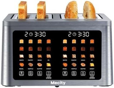 Mecity 4 Slice Toaster Wide Slot, Auto Lift Keep Warm Smart Toaster with Touch Screen, Dual Control Panel, Defrost, Auto Shut Off Digital Toasters for Bagel Muffin Waffle Gluten Free Breads1700W 120V