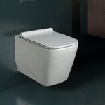 Hindware Italian Collection Delta Commode for Bathroom |P-220 Trap |Made of Ceramic |12-year Manufacturer Warranty |Rimless Design|Concealed Fixation | Duroplast/UF Seat Cover |Soft Close |Wall Mount