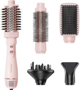 Wavytalk Hair Dryer Brush Kit, 5 in 1 Blow Dryer Brush with Oval Blowout Brush, Blowout Thermal Brush, Paddle Brush, Concentrator and Diffuser for Fast Drying and Styling in One Step, Pink