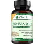 VitaWin Shatavari For Female Wellness, Natural Herbal, 500 mg, Veg - 60 Capsules Nutrition Supplement