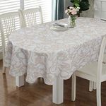 ZORKET Oval Tablecloth 60 x 84 Inch Beige, Vintage Floral Tablecloth for Oval Table, Fabric Wrinkle Free Washable Waterproof Retro Tablecloth Oval Table Cloth for Kitchen Dining Room Table