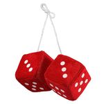 Pair of Plush Dice for Car Rearview Mirror, Red Car Interior Dice Vintage Plush Dice for Car Square Dice Car Mirror Hanging Accessories Dice Decor for Car Home and Office