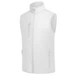 Men's Softshell Vest Fleece-Lined Windproof Sleeveless Jacket for Travel Hiking Fishing Running Golf (White, M)