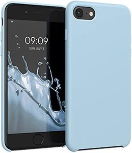 kwmobile Case Compatible with Apple iPhone SE (2022) / iPhone SE (2020) / iPhone 8 / iPhone 7 Case - TPU Silicone Phone Cover with Soft Finish - Pastel Blue