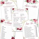 Papery Pop Bridal Shower Games - 5 Activities for 50 Guests - Double Sided Games - Rose Gold