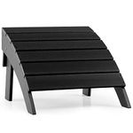 Giantex Adirondack Folding Ottoman, Outdoor Footstool Weather Resistant HDPE Material Adirondack Footrest, No Assembly Required, Outside Adirondack Chairs Ottoman for Patio, Garden, Backyard, Black