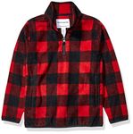 Amazon Essentials Boys' Polar Fleece Quarter-Zip Pullover Jacket, Red Exploded Buffalo Check, Large