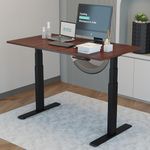 JIN OFFICE Height Adjustable Desk Electric | Dual Motor 3-Stage | Premium Electric Sit Stand Desk |125 Kg Wt. Capacity with Memory Presets (Black Frame | Brown Top | 1200 by 750 mm)