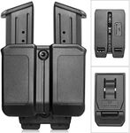 Universal Double Magazine Pouch, Magazine Holder Fits 9mm/.40 Dual Stack Mags, Mag Holster Compatible with Glock/Taurus/Beretta/Sig/H&K/CZ/S&W/Walther, Belt/Molle Up to 2.25'' Wide